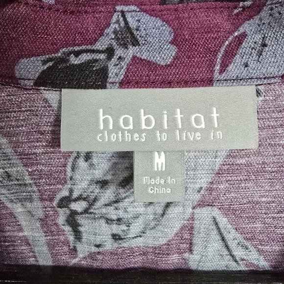 Habitat Shirt Womens Medium Purple Floral Button‎ Long Sleeve Lightweight Beachy - Picture 6 of 14